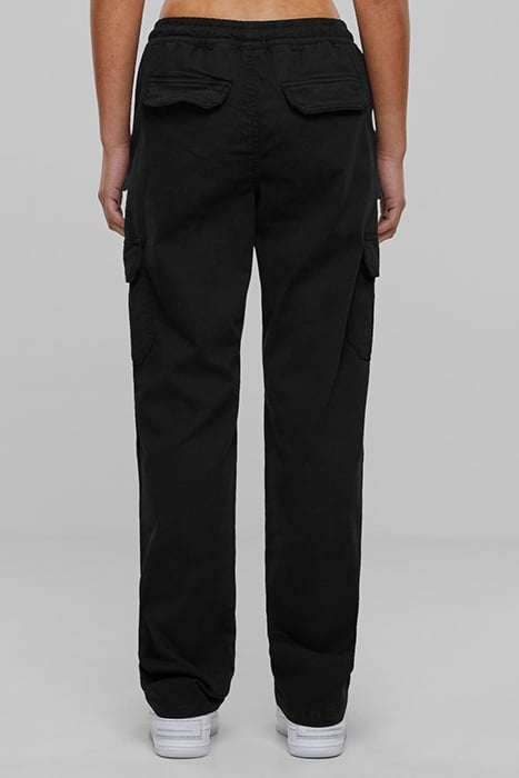 LADIES HIGH WAIST TWILL CARGO PANTS BLACK 2