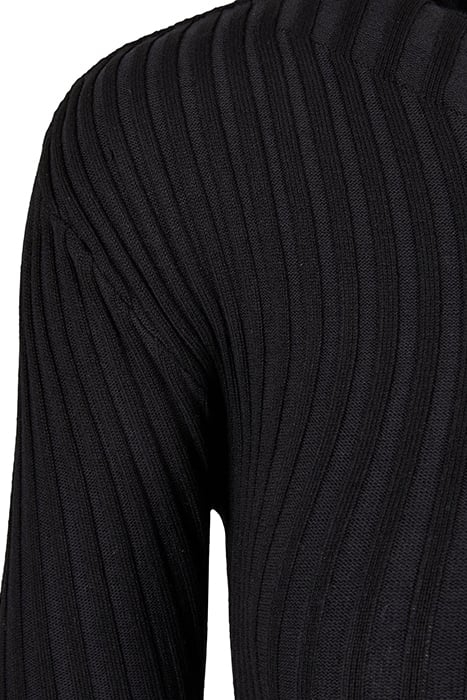 LADIES SHORT RIB KNIT TWISTED BACK SWEATER BLACK 8