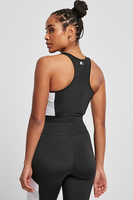 LADIES STARTER SPORTS CROPPED TOP BLACK/WHITE 2