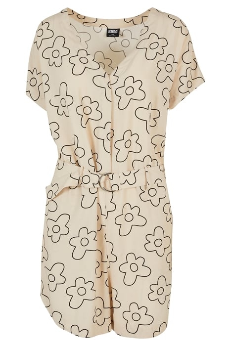 LADIES SHORT VISCOSE BELT JUMPSUIT SOFTSEAGRASSFLOWER 4