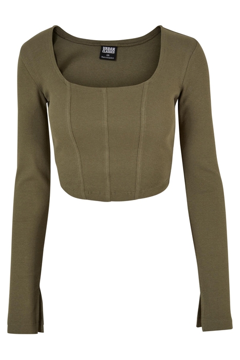 LADIES SHORT RIB CORSAGE LONGSLEEVE OLIVE 4