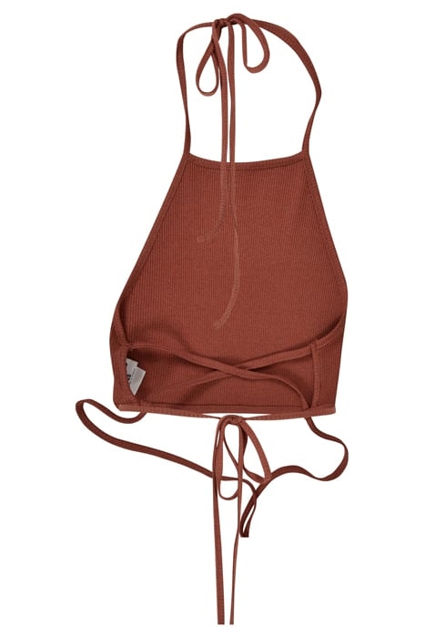 LADIES RIB TRAPEZE CROPPED TOP TERRACOTTA 5