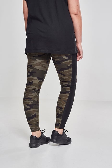 LADIES CAMO STRIPE LEGGINGS WOODCAMO/BLK 2