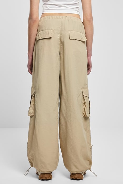 LADIES WIDE CRINKLE NYLON CARGO PANTS CONCRETE 2