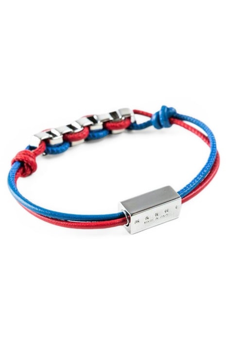 MARNI – LOGO CHAIN LEATHER BRACELET RED/OCEAN 1