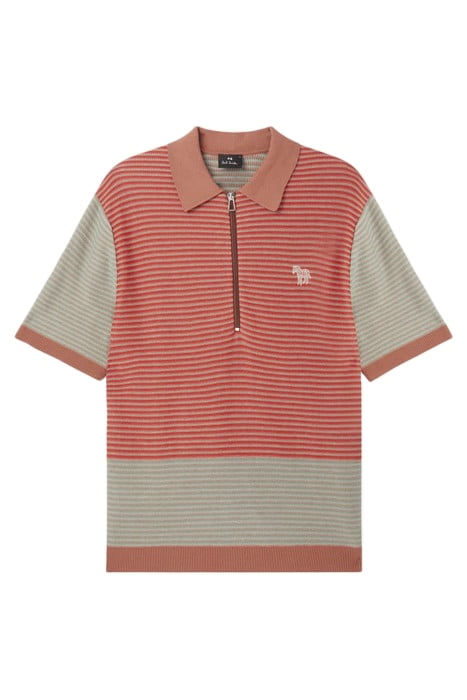 MENS SWEATER SS POLO ZEB EMB BRICK RED 1