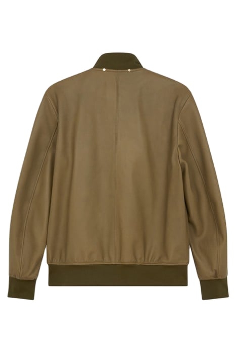 MENS LEATHER BOMBER JACKET OLIVE GREEN 2