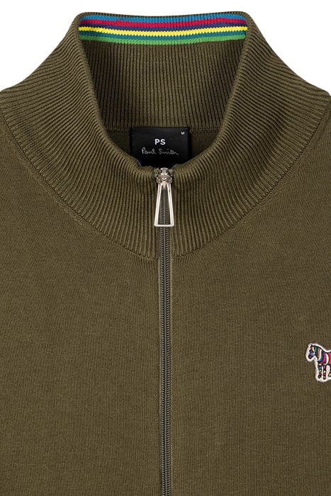 MENS CARDI ZIP THRU ZEB BAD OLIVE GREEN 2