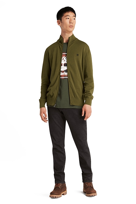 WILLIAMS RIVER COTTON YD FULL ZIP SWEATER DARK OLIVE 3