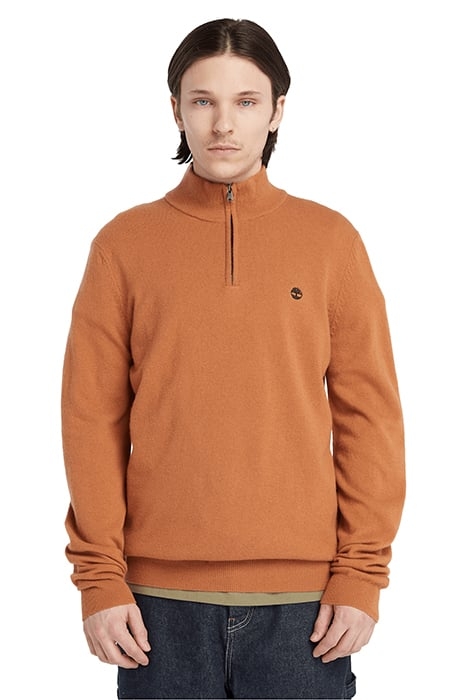 COHAS BROOK MERINO 1/4 ZIP SWEATER ARGAN OIL 1