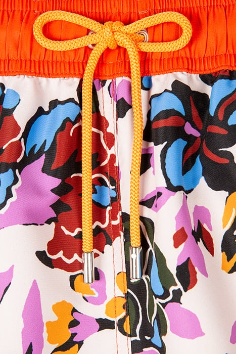 MEN SWIM SHORT FLRL BORDER RED 2