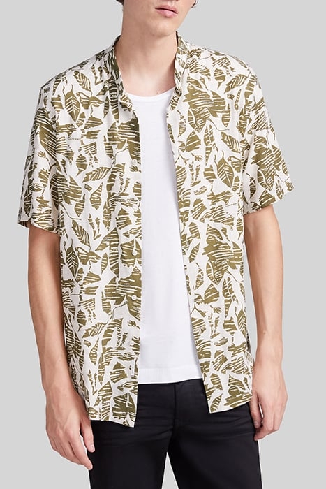 KHAKI REGULAR SHIRT WITH ETHNIC MOTIFS 1