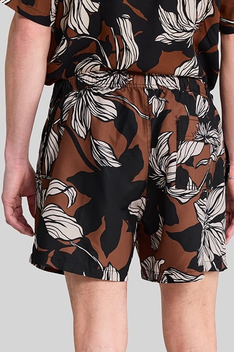 CHOCOLATE RECYCLED SWIM SHORTS WITH XL FLOWERS 2