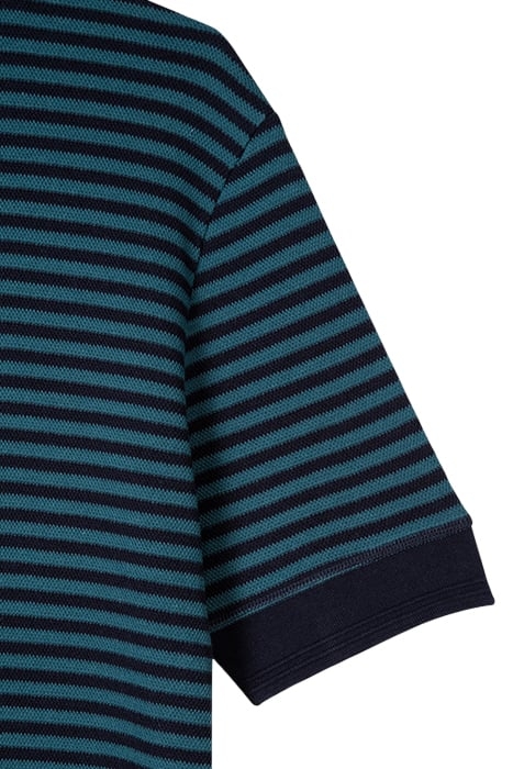 MEN TOP SS HENLEY STRP NAVY 7