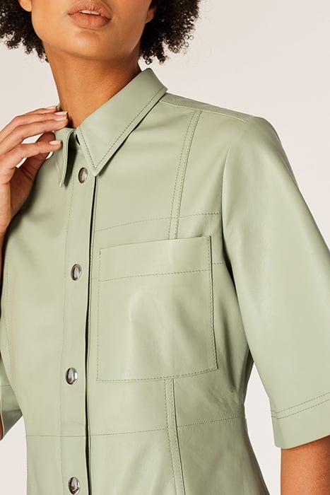 WOMENS LEATHER DRESS LT GREYISH GREEN 4