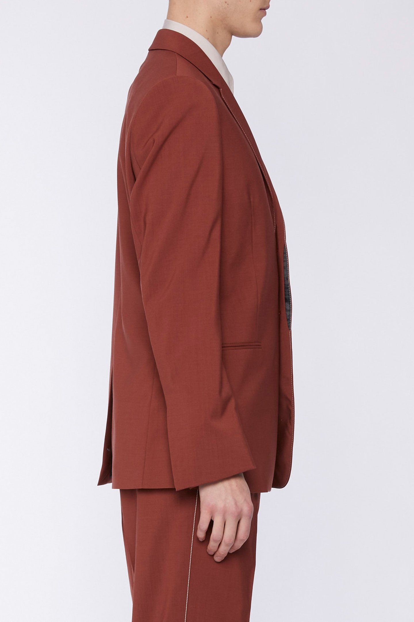 GENTS CONCEALED 2 BTN JACKET BRICK RED 6