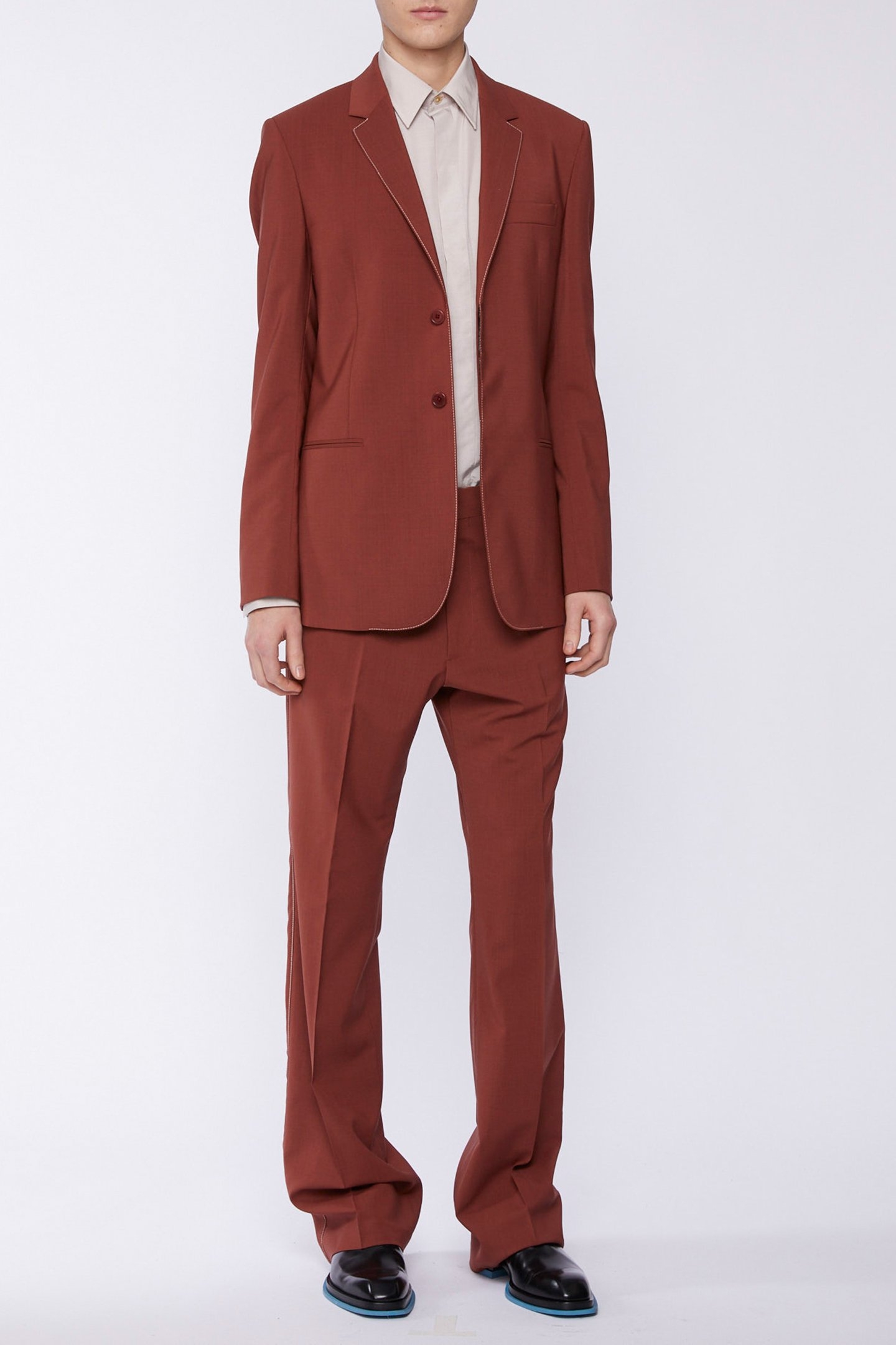 GENTS CONCEALED 2 BTN JACKET BRICK RED 3