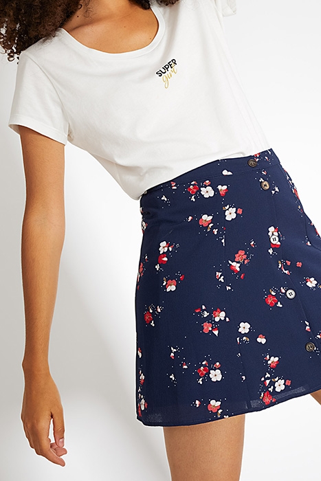 NAVY BLUE FLORAL PREPPY PRINT SKIRT 4