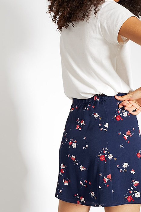 NAVY BLUE FLORAL PREPPY PRINT SKIRT 2