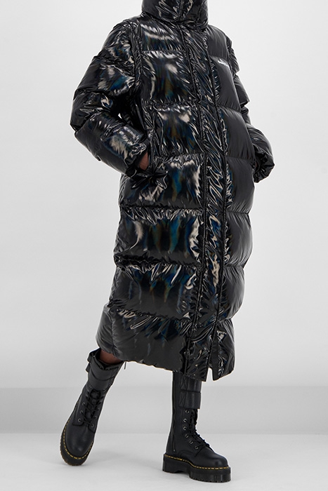 BLACK HOLOGRAPHIC GUBL PUFFER COAT 5