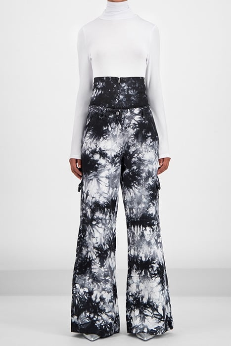 BLACK WHITE TIE DYE GEMMA PANTS 1