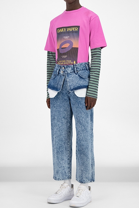 BLUE DENIM ACID WASH GLART PANTS 3