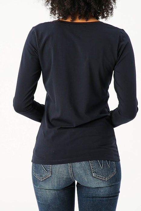 V-NECK T-SHIRT LS LUREX STITCH BLUE 2