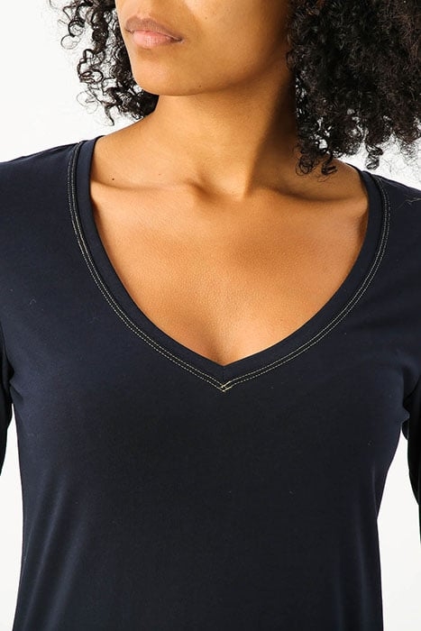 V-NECK T-SHIRT LS LUREX STITCH BLUE 3