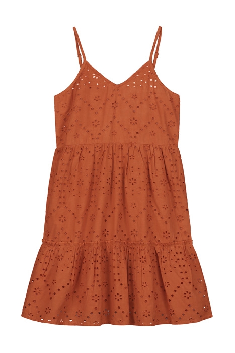 GIRLS JAKARTA DRESS BRODERIE ANGLAISE SPICE ROUTE BROWN 1