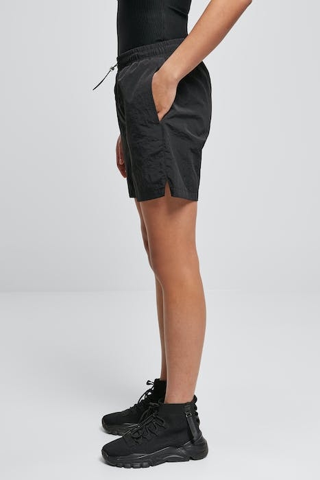 LADIES CRINKLE NYLON SHORTS BLACK 6