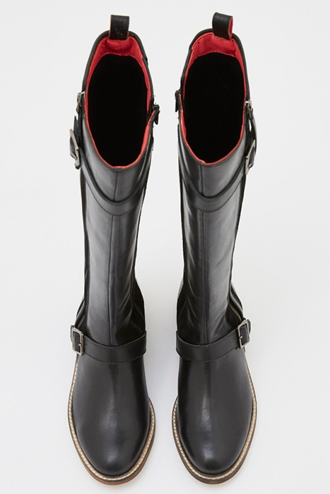 BRIT BUCKLE LEATHER LONG BOOTS PURE BLACK 3