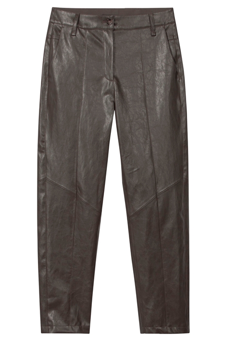 TAPERED FAKE LEATHER TROUSERS WARM GREY 1