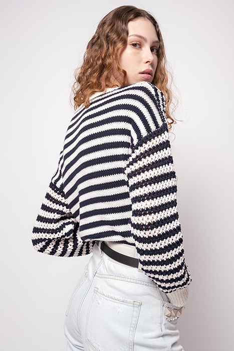 CALASPARRA MAGLIA COTONE BICOL CREAM/BLUE 2