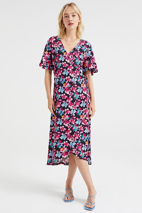 LADIES WRAP DRESS WITH MULTI-COLOURED PATTERN AND STRUCTURE 2