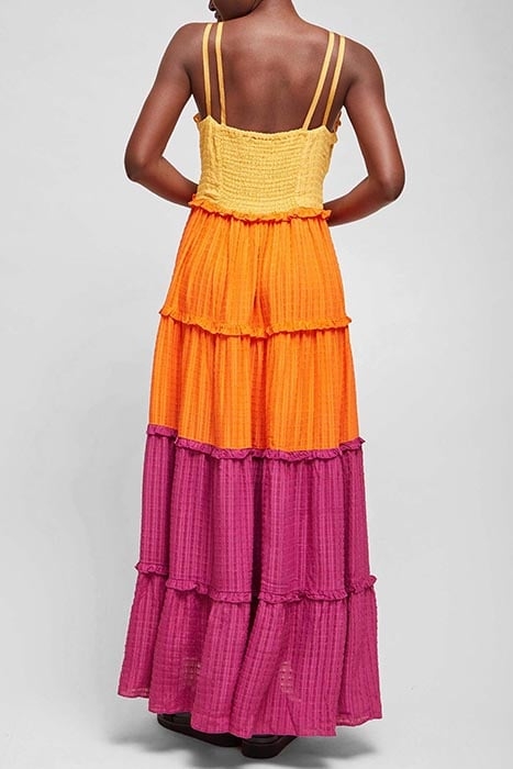 ADIRA BIRCH TIERED MAXI DRESS BEESWX/NEON ORG/VIOL 2