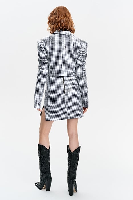 SEQUIN MINI SKIRT NAVY CHECK 2