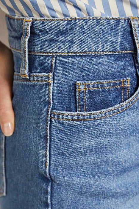 BUTTON FLY DENIM SHORTS BLU 4