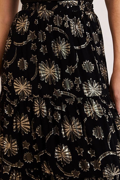 TIERED MIDI SKIRT BLK 4