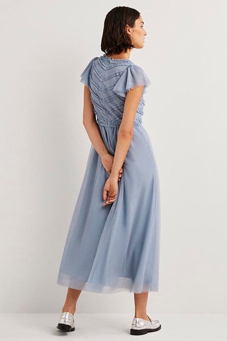 TULLE V-NECK MAXI PARTY DRESS BLU 2