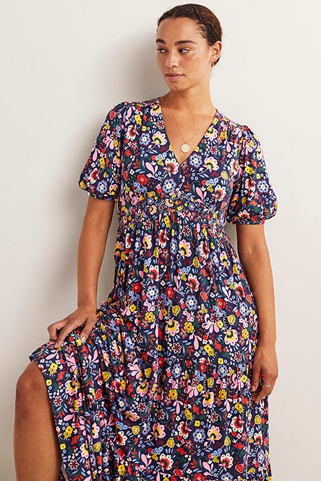 TIERED JERSEY MAXI TEA DRESS NVY 3