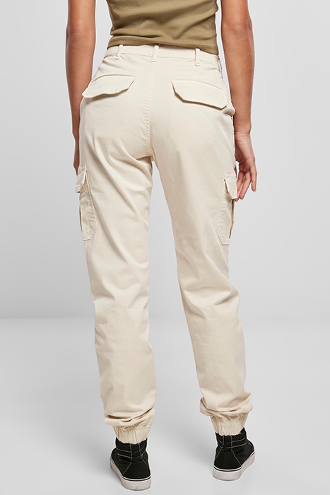 LADIES HIGH WAIST CARGO PANTS WHITESAND 3