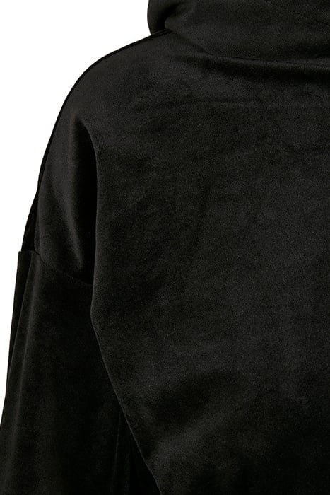 LADIES CROPPED VELVET OVERSIZED HOODY BLACK 7