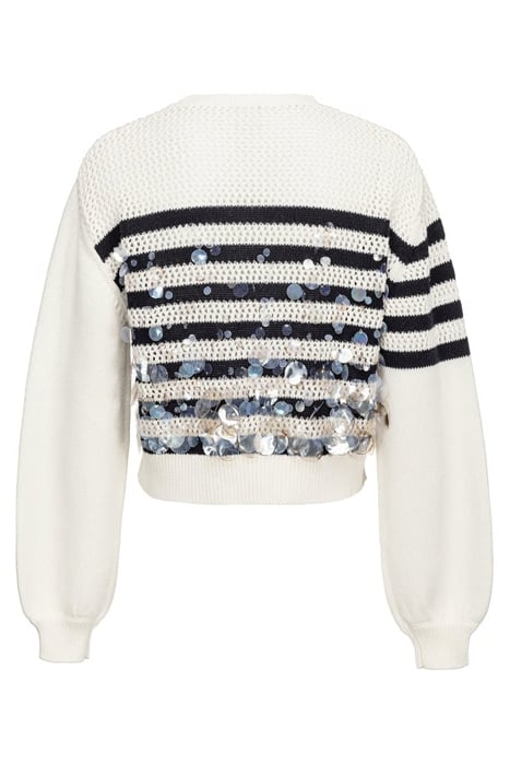 CARRENO MAGLIA RETE COTONE RIG ECRU/NAVY BLUE 6