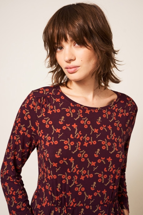 TALIA ECO VERO JERSEY DRESS PLUM MLT 3