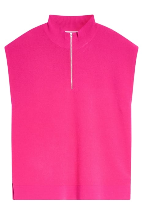 WOMEN SLEEVELESS HALFZIP KNITS RASPERRY PINK 5
