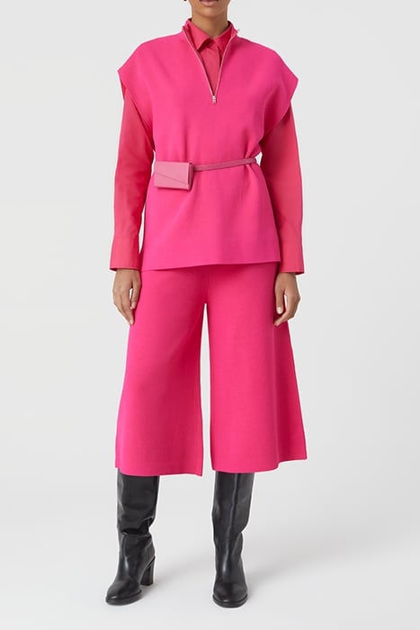 WOMEN SLEEVELESS HALFZIP KNITS RASPERRY PINK 2