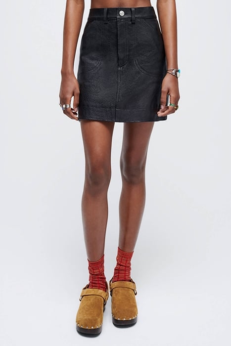 70S POCKET MINI SKIRT BLACK LEATHER 2