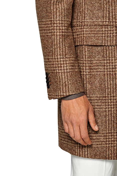 MID BROWN CHECKED OVERCOAT 5