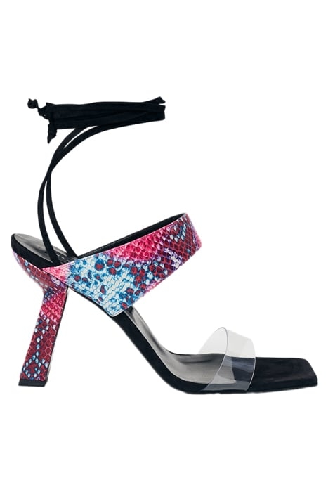 PYTHON-EMBOSSED LACE-UP SANDALS RED SNAKE 1