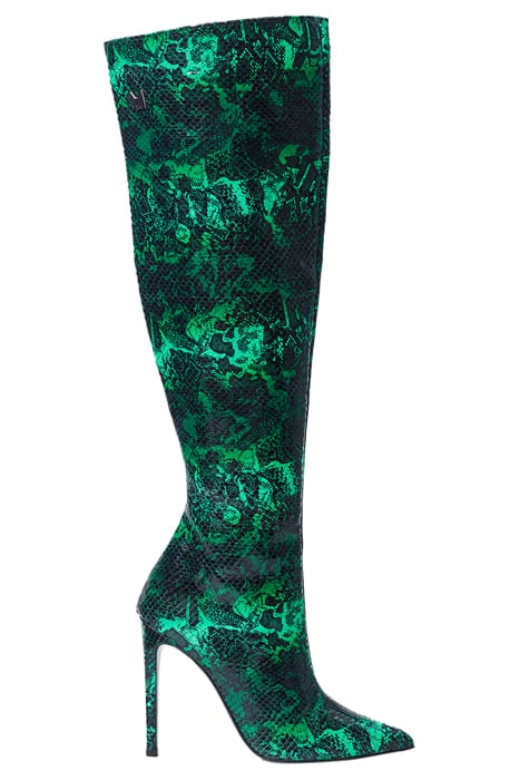 SNAKE-PRINT KNEE-HIGH BOOTS SNAKE PRINT GREEN 1